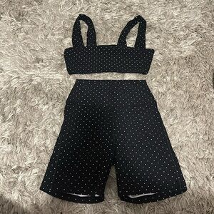 WeWoreWhat Black Polka Dot Workout Set